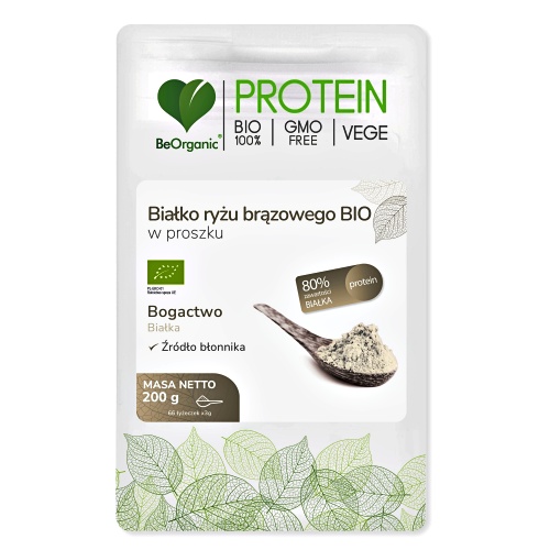 Bialko-ryzu-brazowego-BIO-200g Białko Ryżu Brązowego BIO w proszku 200g BeOrganic