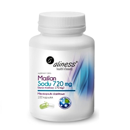 Maslan-Sodu-720-mg-Kwas-maslowy-aliness Maślan Sodu 720mg (Kwas Masłowy) 100kaps. Aliness