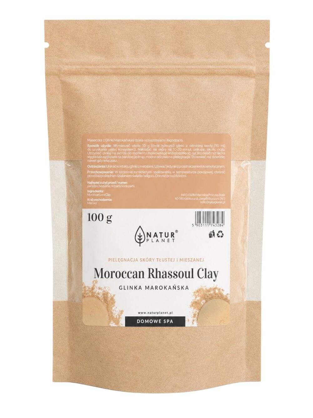Glinka oryginalna marokańska - Rhassoul 100g NATUR PLANET