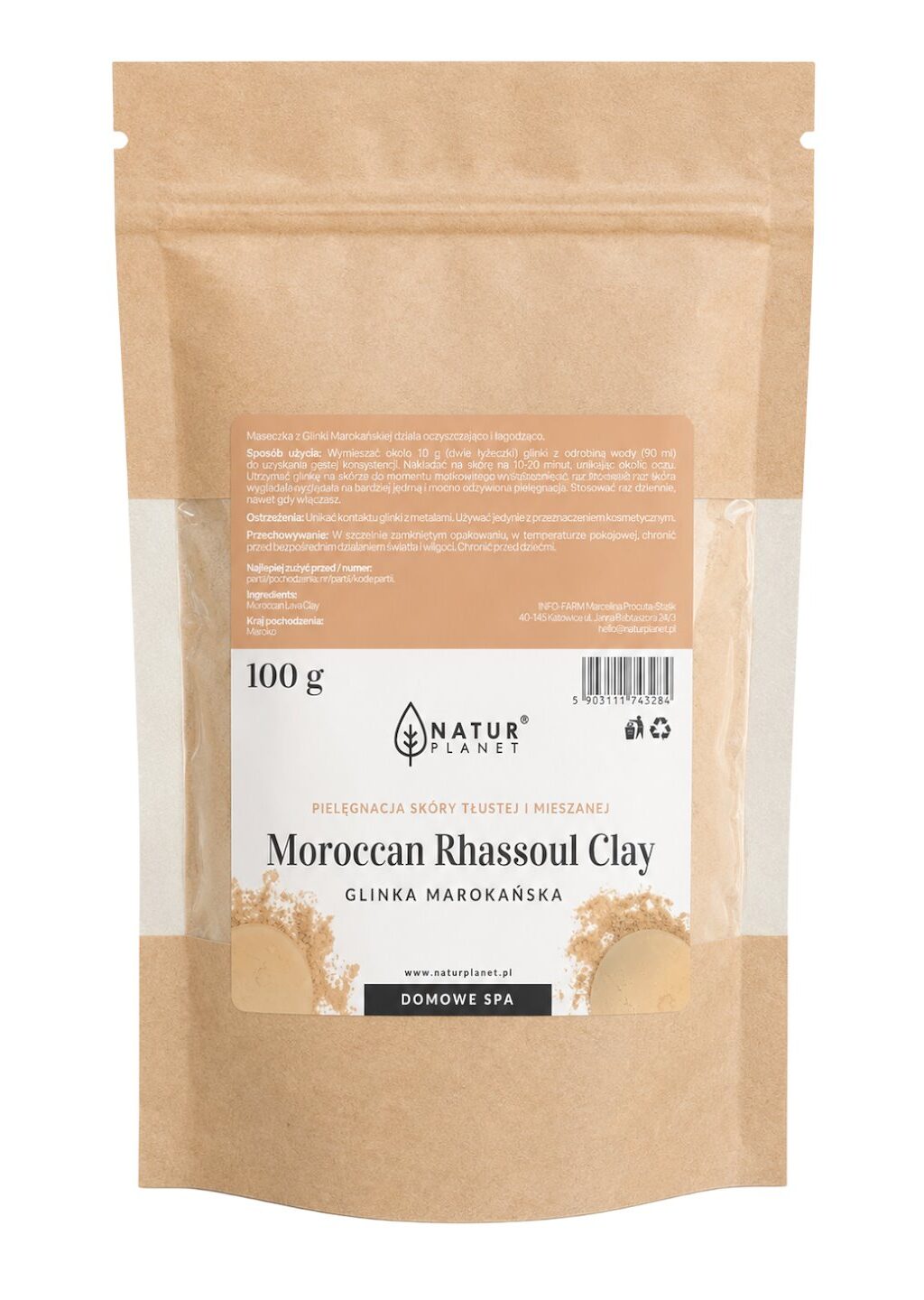 Glinka oryginalna marokańska - Rhassoul 100g NATUR PLANET