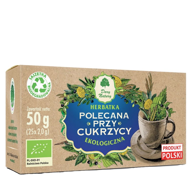 Herbatka Polecana przy Cukrzycy EKO 25*2g Dary Natury
