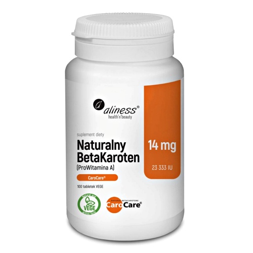 betakaroten Naturalny BetaKaroten ProWitamina A 14mg 100tabl. vege Aliness