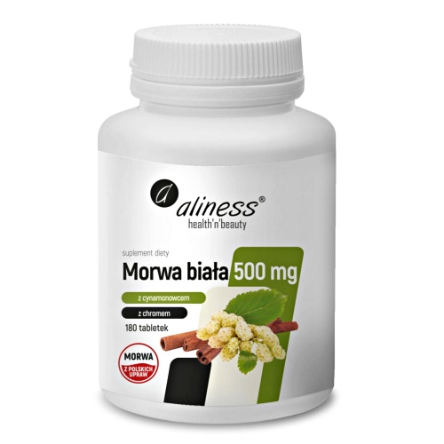 morwa-biala Morwa Biała 500mg + Cynamonowiec + Chrom 180tabl. vege Aliness
